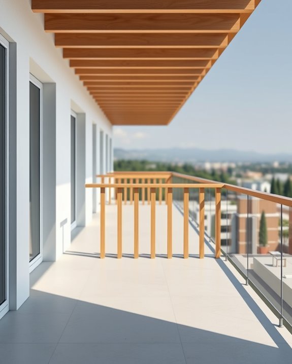 stylish wooden balcony safety