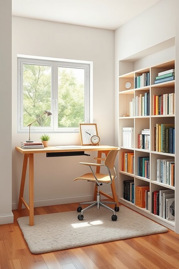 stylish workspace in bedroom