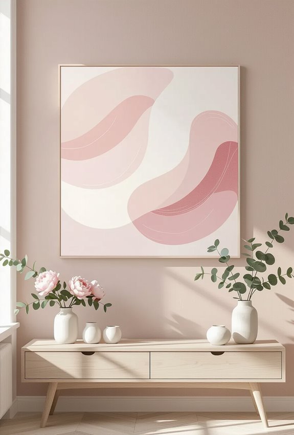 subtle blush textured abstract canvases
