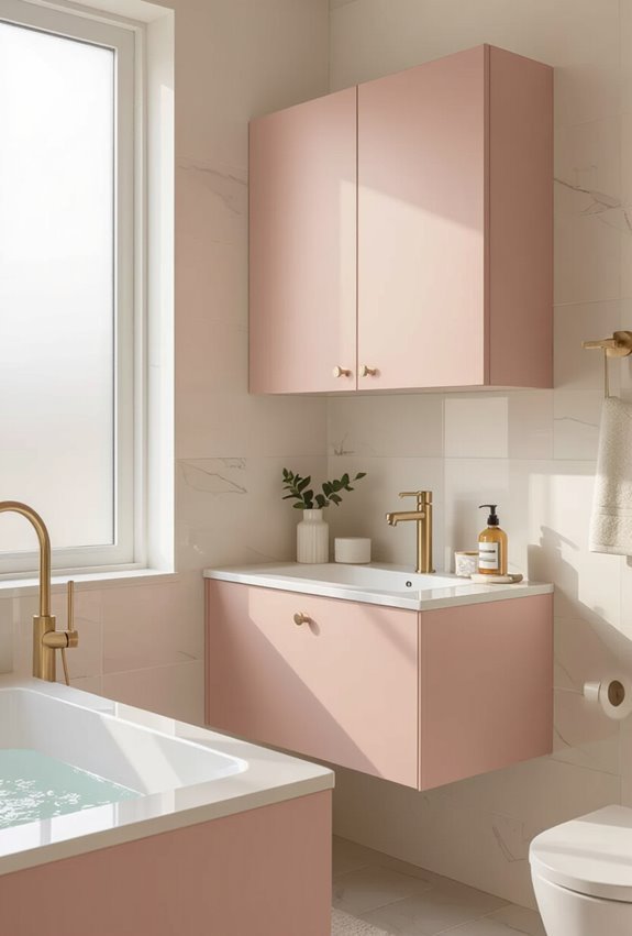 subtle feminine pale pink cabinetry