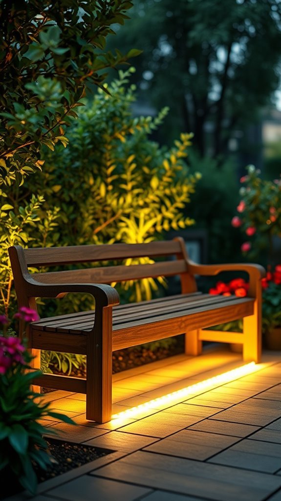 subtle glow under benches