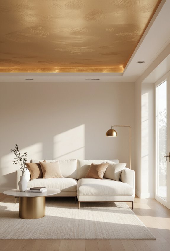 subtle gold toned ceiling shimmer
