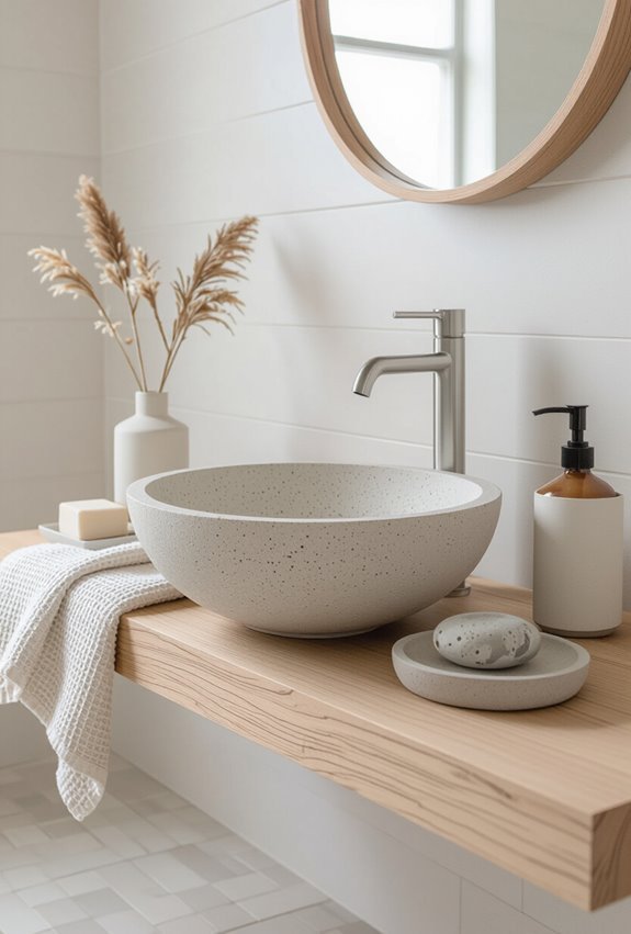 subtle layered tactile bathroom textures