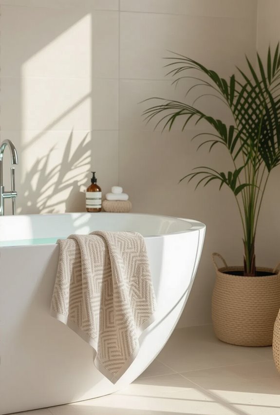 subtle patterned serene bathroom retreat