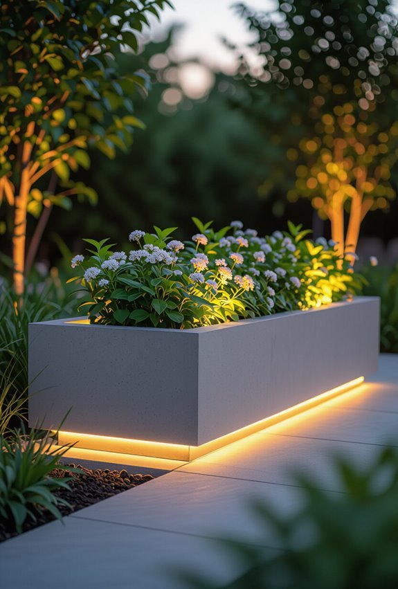 subtle planter integrated root safe lighting