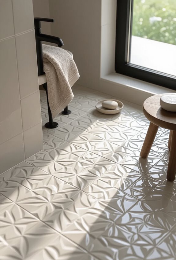subtle sculpted tactile textured tiles