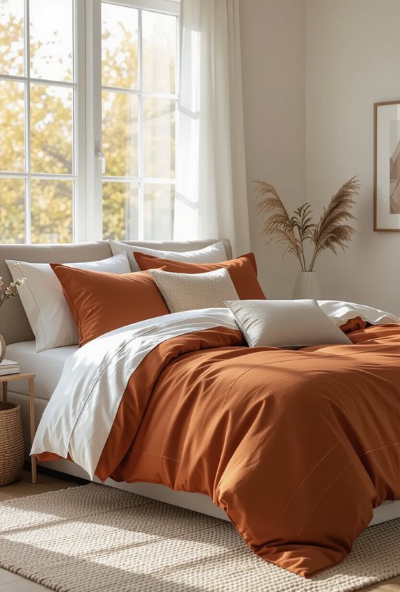 subtle shimmering metallic threaded bedding