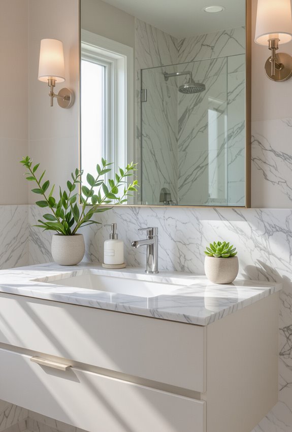 subtle veined marble accents