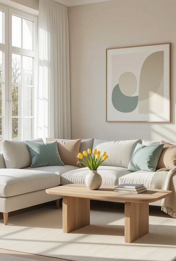 subtle vibrant accents in neutrals