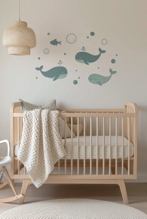 subtle whale themed ocean decals