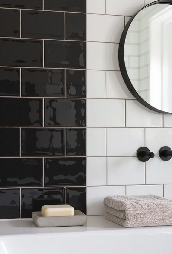 subway tile with colored grout