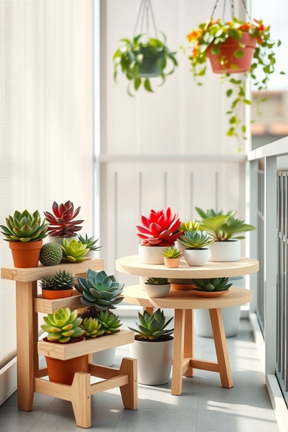 succulent display for balconies