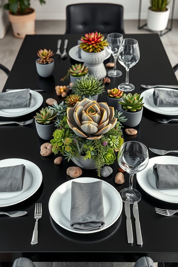 succulents enhance dining decor