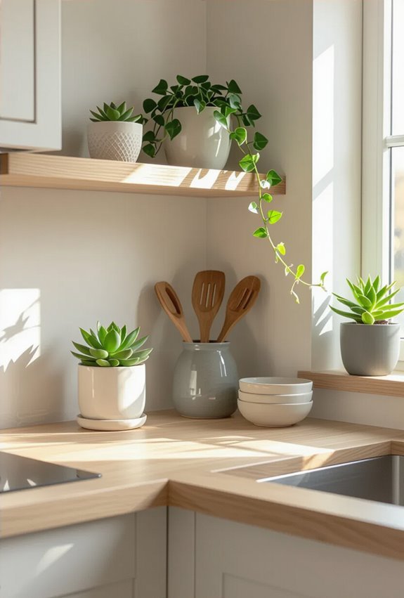 succulents herbs tidy decor