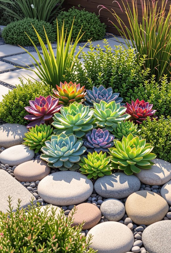 succulents shrubs gravel texture