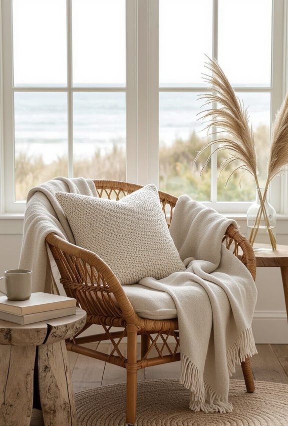 sun bleached coastal reading nook