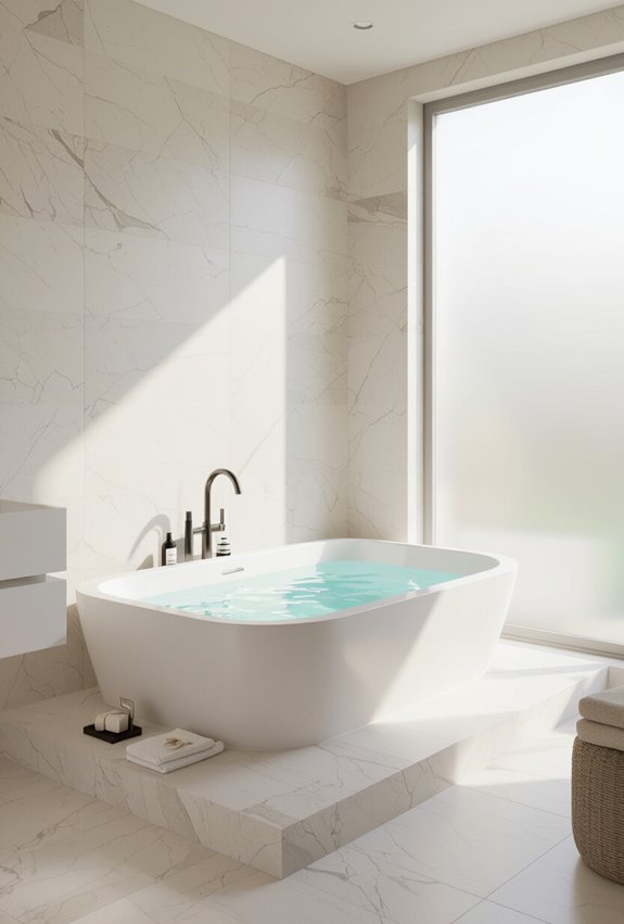 sunken bathtub with seating