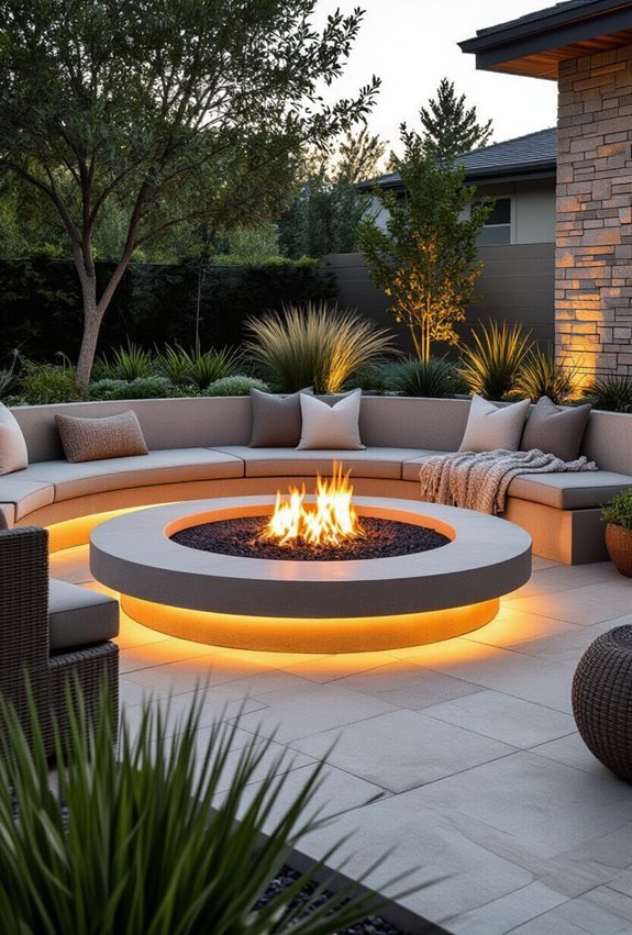 sunken intimate fire pit lounge