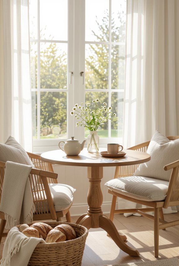 sunlit banquette with cushions
