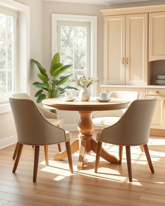 sunlit beige breakfast nook
