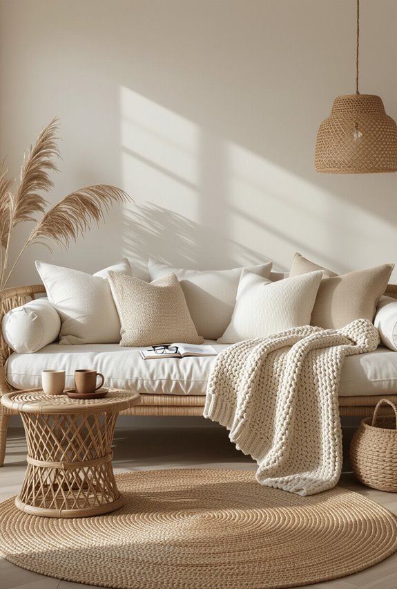 sunlit neutral daybed reading nook