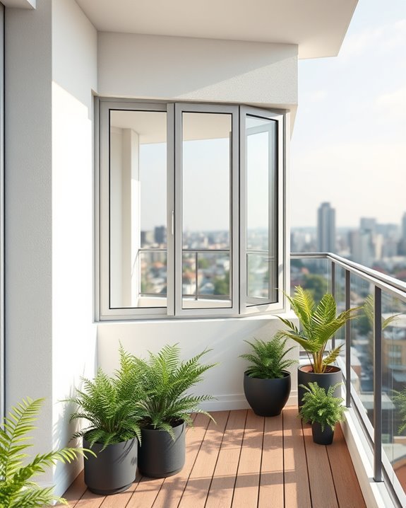 sunlit panoramic balcony retreat