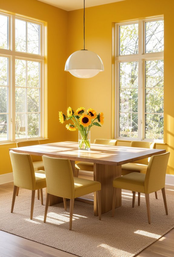 sunny golden yellow dining room