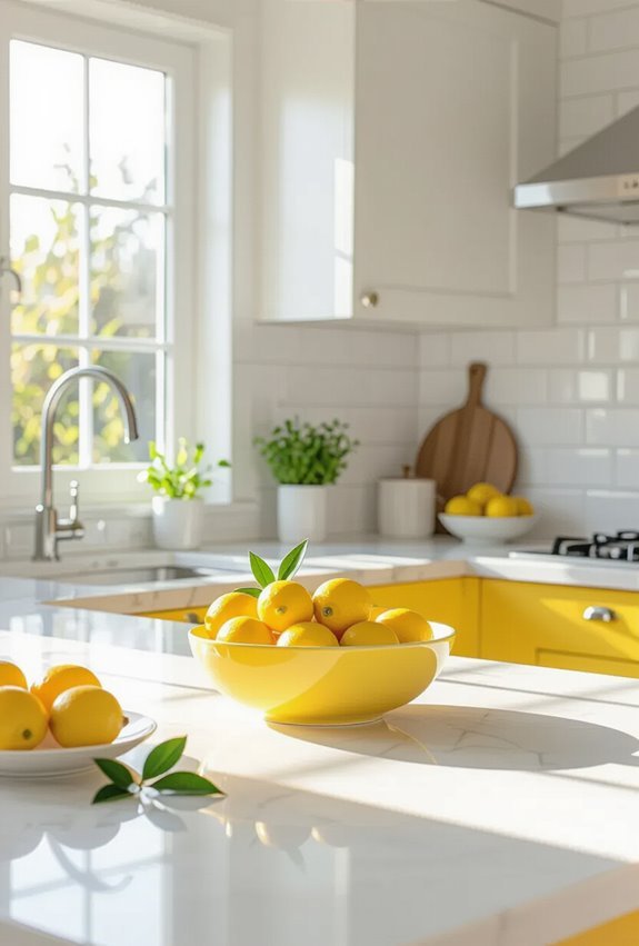 sunny lemon and white kitchen