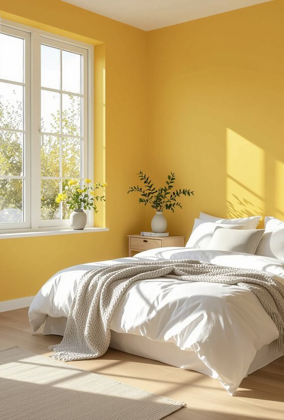 sunny yellow energizes bedroom