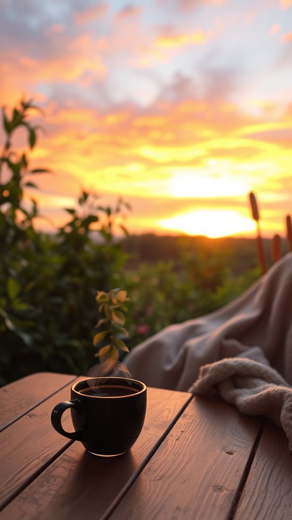 sunset coffee tranquility ritual