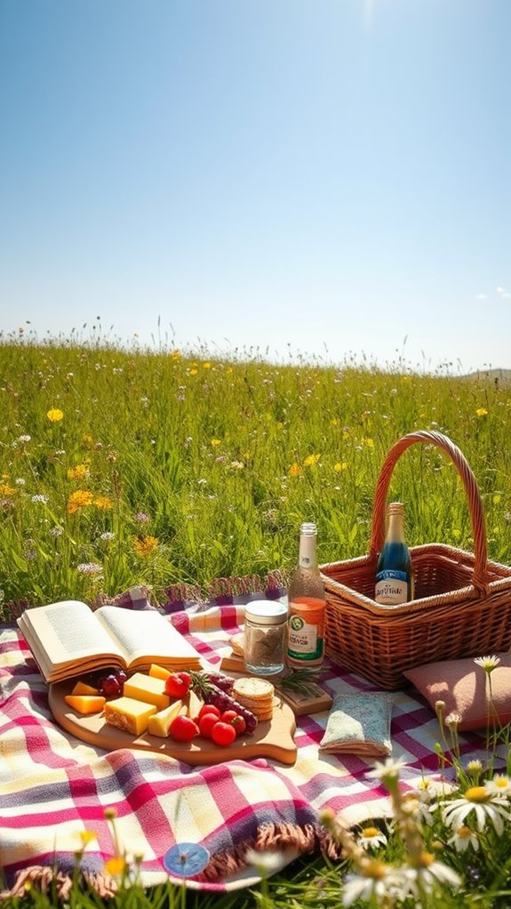 sunset picnic reading bliss