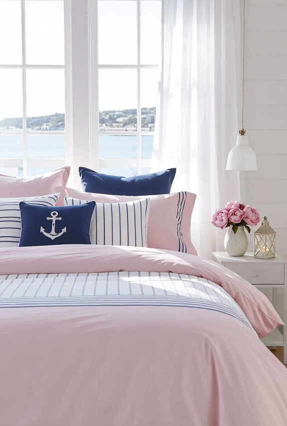 sunset pink with navy accents