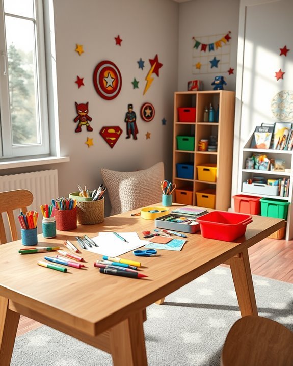superhero craft station supplies