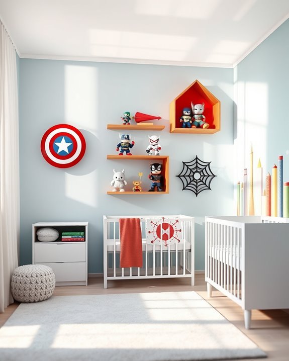 superhero themed wall shelves