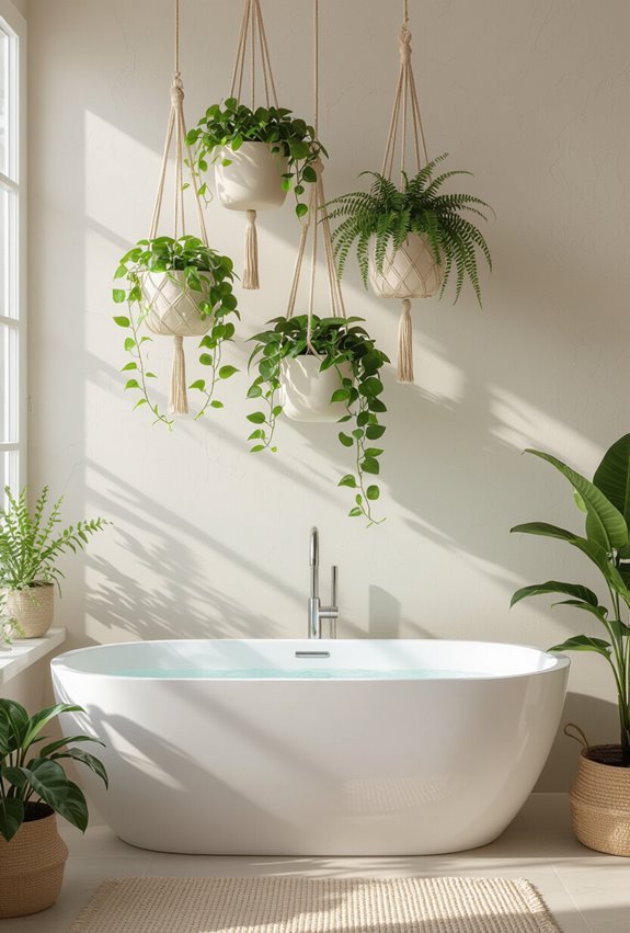 suspended bathtub canopy of greenery