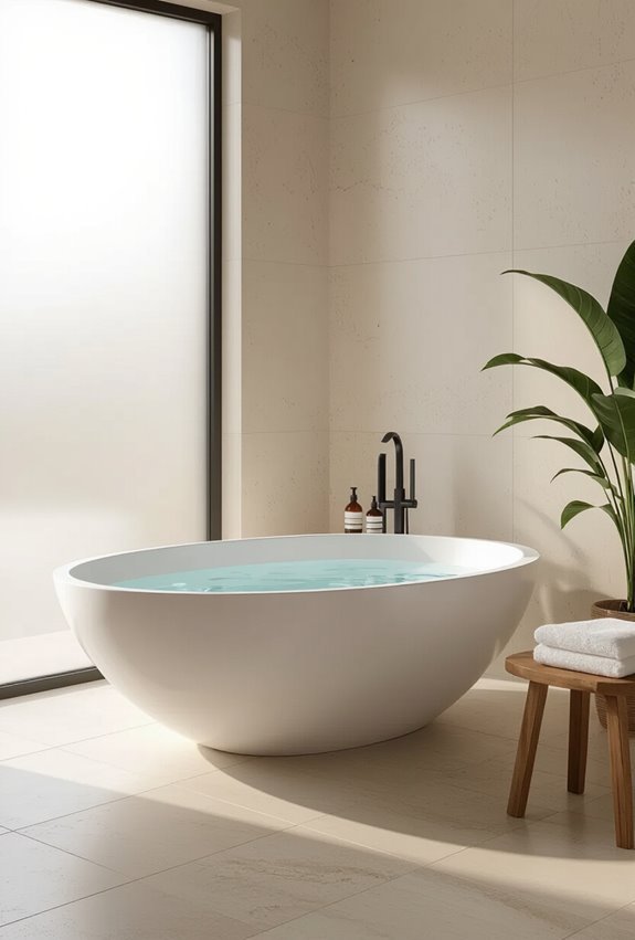 suspended tub for airy ambiance