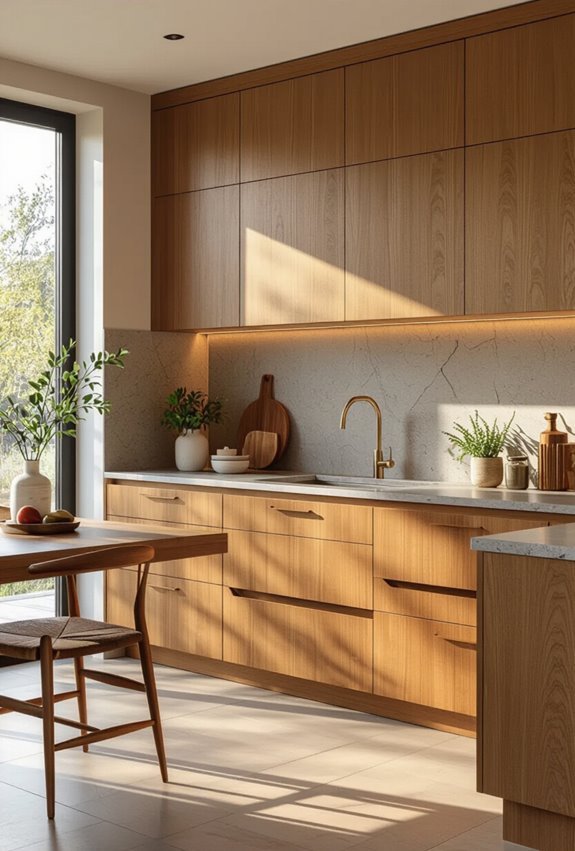 sustainable bamboo and recycled glass cabinetry