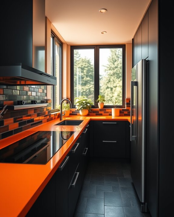 sustainable black and orange materials