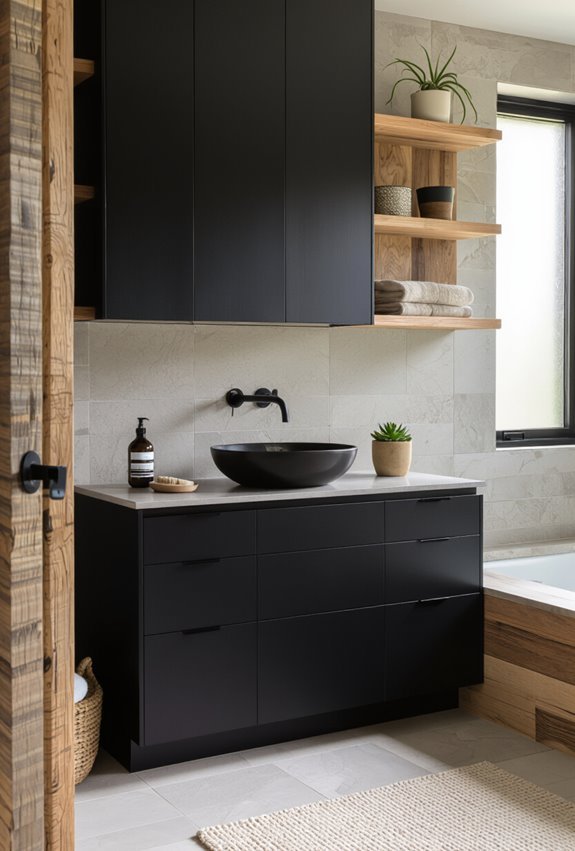 sustainable black reclaimed cabinetry