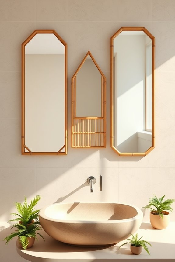 sustainable geometric bamboo mirrors