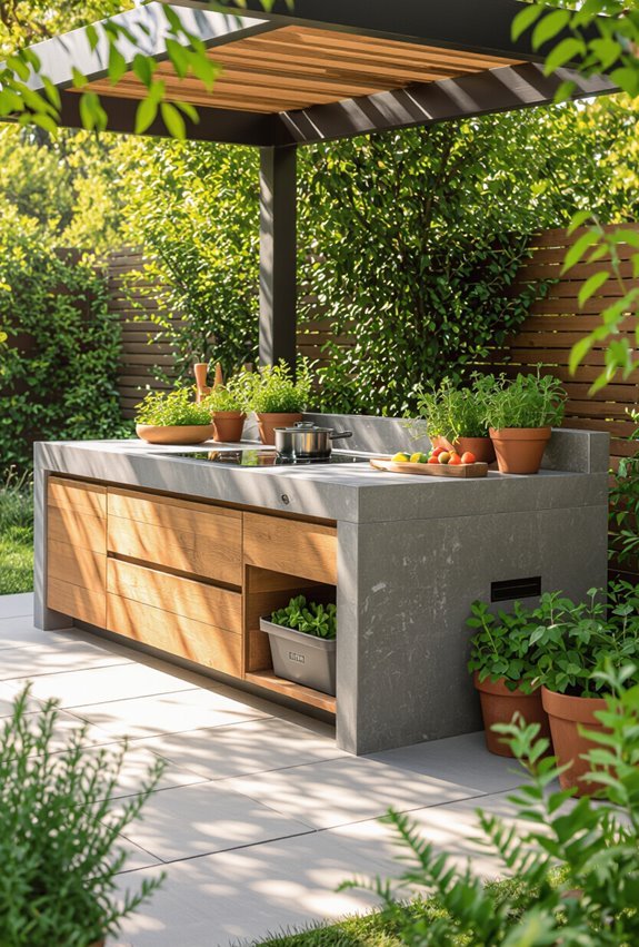 sustainable outdoor kitchen features
