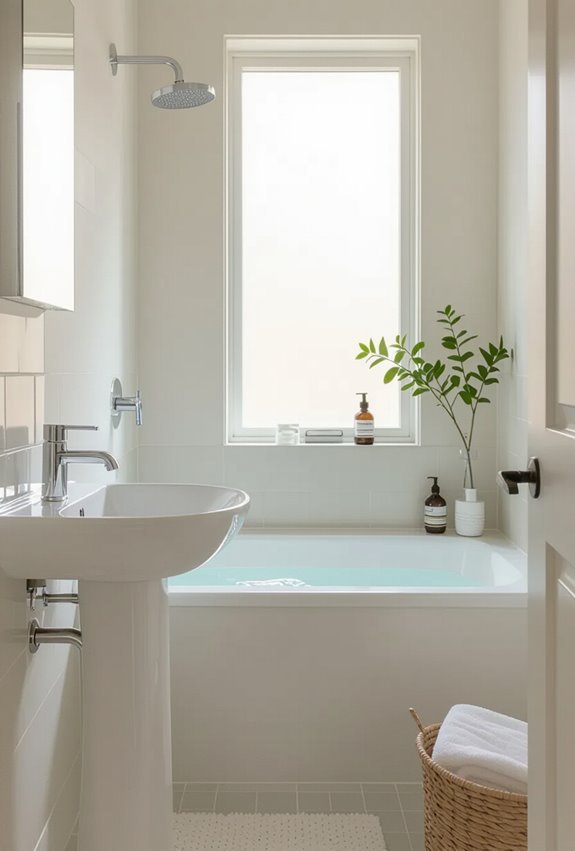 swap bulky vanity for pedestal