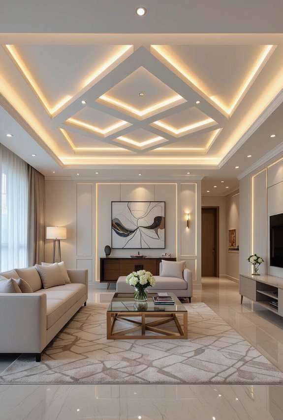 symmetrical false ceiling elegance