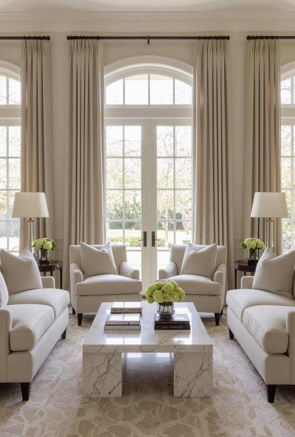 symmetrical paired seating arrangement