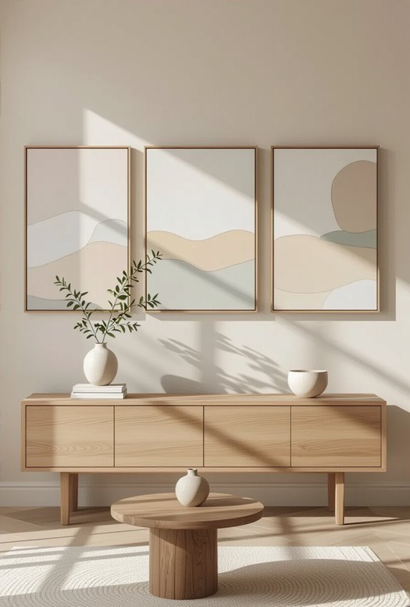 symmetrically spaced three painting arrangement