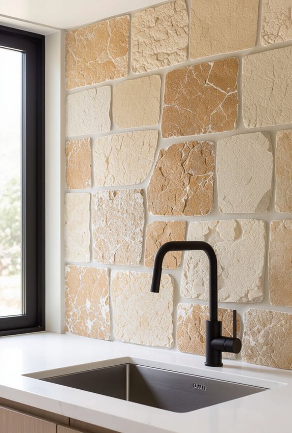 tactile natural stone backsplash