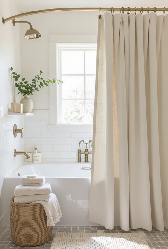 tailored neutral fabric shower curtain