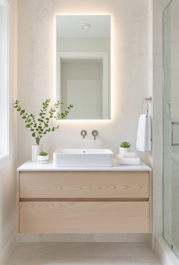 tall narrow mirrors maximize vertical space
