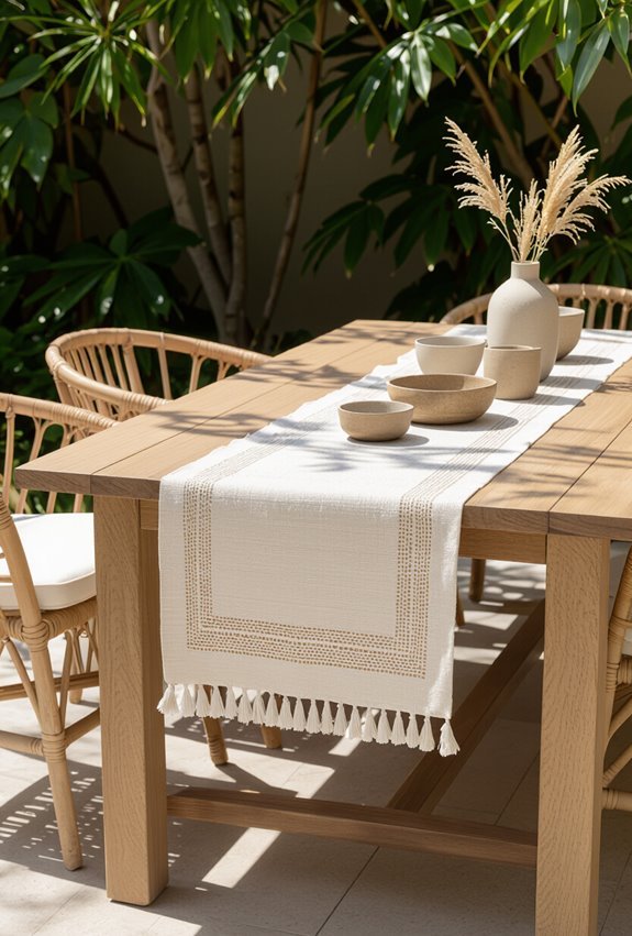 tassel trimmed boho patio runners