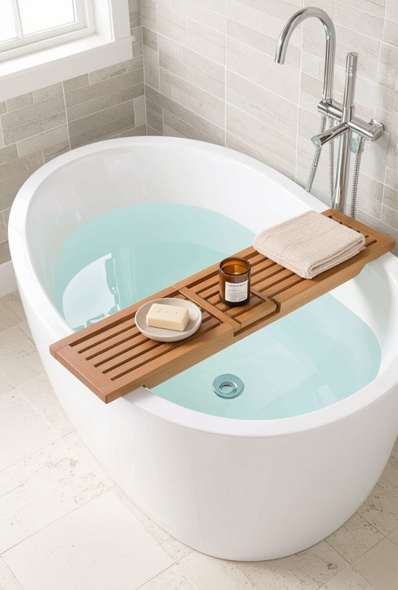 teak bathtub caddy styling